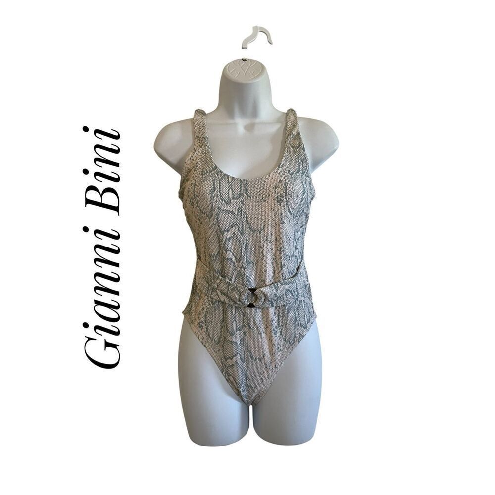 Gianni Bini Medium One Piece Bikini Snake Print Grey Swimwear